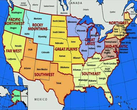 Map of the United States; Regions | Road trip planning, Road trip usa, American road trip