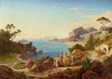 Greek Landscape with Odysseus and Nausicaa Painting by Heinrich Gaertner - Fine Art America