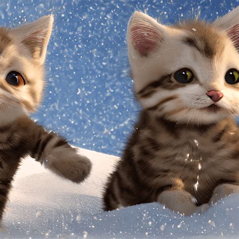 Two Cute Kittens Playing in the Snow · Creative Fabrica