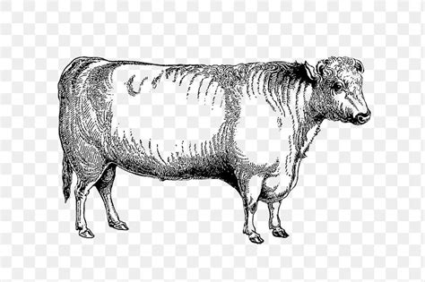 Download free png of Drawing of shorthorn bull about cow, line art png ...
