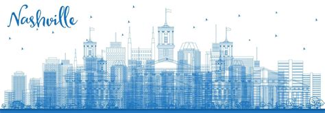 Outline Nashville Skyline with Blue Buildings. 15332902 Vector Art at ...