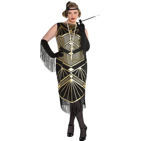 Party City Roaring 20s Flapper Girl Halloween Costume for Women, Black ...