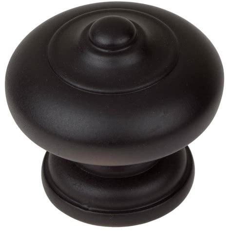 Sumner Street Home Hardware Garner 1-9/16 in. Matte Black Round Cabinet Knob-RL020340 - The Home ...