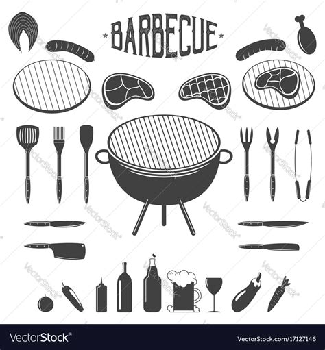 Bbq barbecue and grill design elements equipment Vector Image