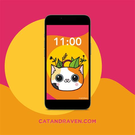 Happy Calico Cat Phone Wallpaper - Anja @ Cat & Raven's Ko-fi Shop - Ko-fi ️ Where creators get ...