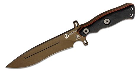 TOPS Knives Operator 7 Fixed Blade Knife 7.25" Midnight Bronze Blade, Tan Canvas Micarta/Black ...