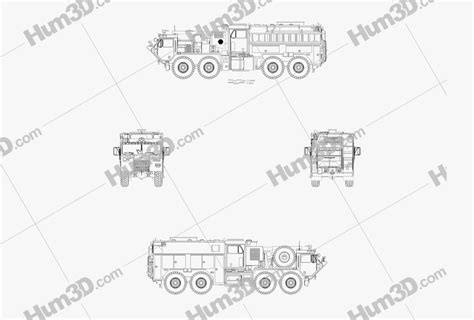 Oshkosh M1142 Tactical Firefighting Truck 2018 Blueprint - 3DModels