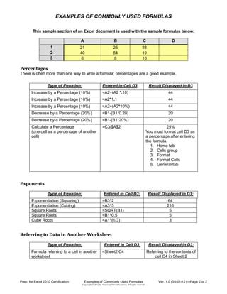 Commonly used formulas_05-01-12 | PDF