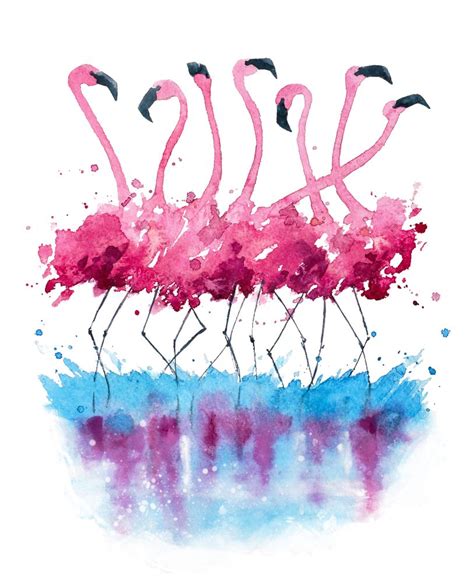 flamingos watercolor painting Art Print by kamieshkova - X-Small ...