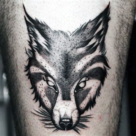 Big Fox Tattoo with Mountain and Star Design