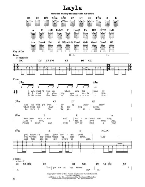 Layla by Eric Clapton - Guitar Lead Sheet - Guitar Instructor