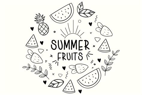 Summer Fruits Doodles Collection Graphic by MicroTee · Creative Fabrica
