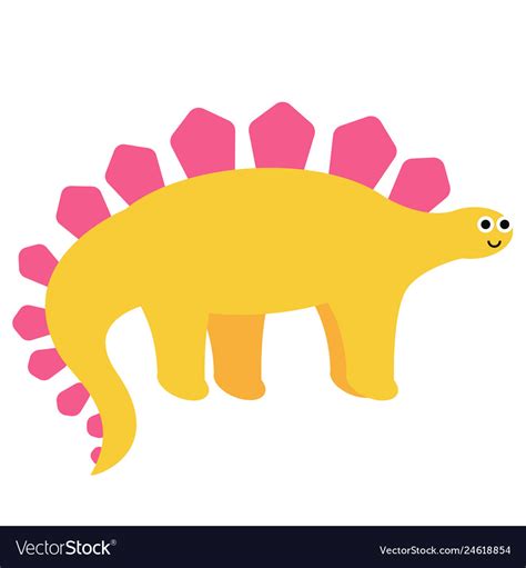 Yellow dinosaur flat on white Royalty Free Vector Image