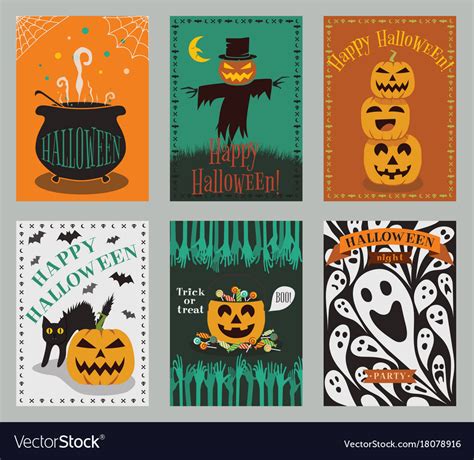 Collection of halloween greeting cards Royalty Free Vector