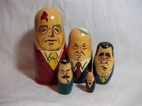 Vintage 5 Piece RUSSIAN POLITICAL LEADERS NESTING DOLLS Set Matryoshka ...