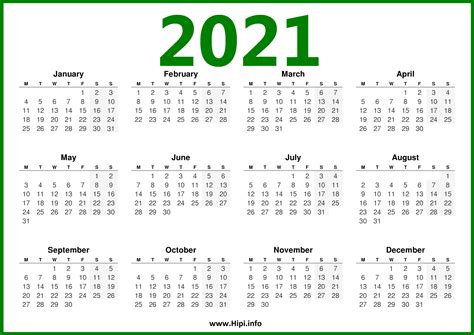 2021 Calendar UK - Monday Start - Hipi.info | Calendars Printable Free