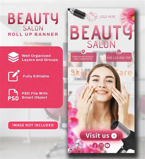 Premium PSD | Beauty salon roll up banner design
