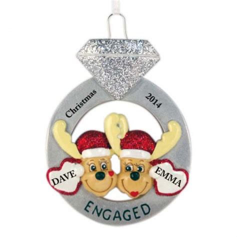 Engagement Mooses Personalized Christmas Ornament - Christmas and City