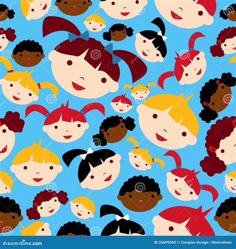 Diversity Children Faces Pattern Stock Vector - Illustration of color ...