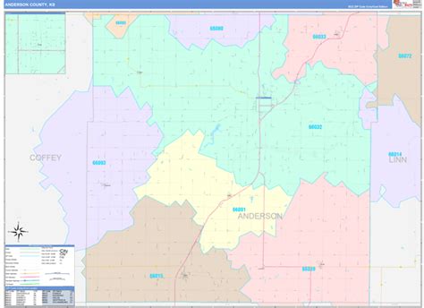 Anderson County, KS Wall Map Color Cast Style by MarketMAPS - MapSales