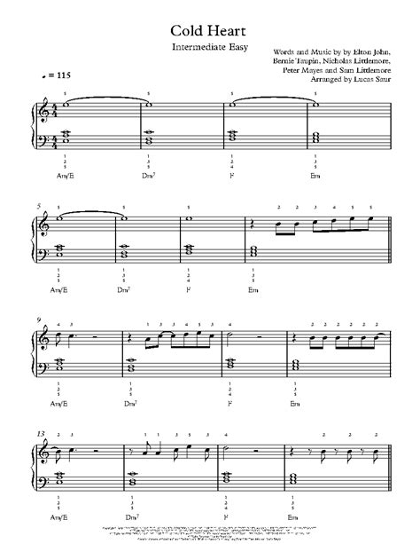 Cold Heart by Elton John & Dua Lipa Sheet Music & Lesson | Intermediate ...