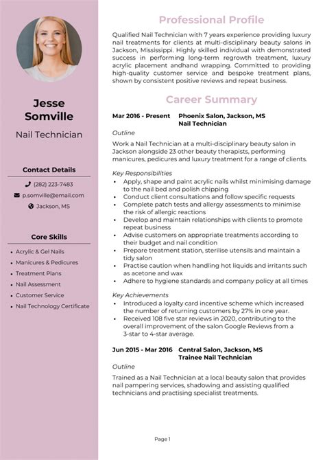 Nail Technician resume example + guide [Get a top job]