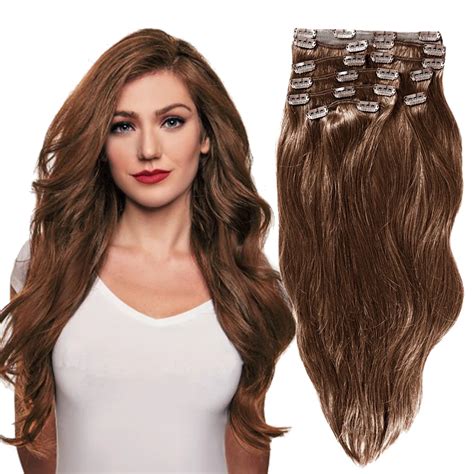 YONNA Remy Hair Clip in Human hair Extensions Double Weft Long Soft ...