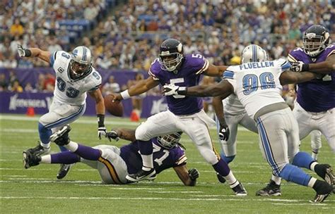 Detroit Lions defensive line puts the hurt on Vikings QB Donovan McNabb, but unhappy with ...