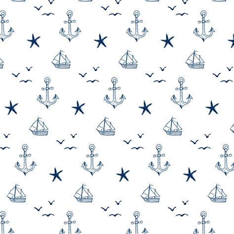 Handdrawn Nautical Removable Wallpaper Tile