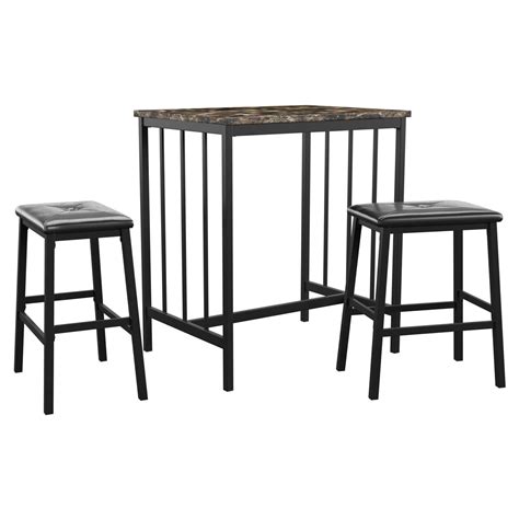Weston Home Amirah Faux Marble 3 Piece Counter Height Dining Set - WGL-1-s