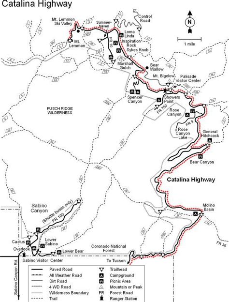 Mt Lemmon Hiking Trails Map - Blank North America Map