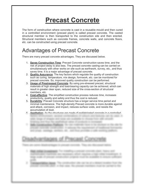 SOLUTION: Precast concrete advantages disadvantages - Studypool