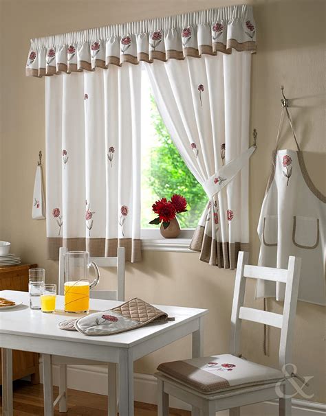 Amazon.com: RED CREAM Floral Ready Made Embroidered Kitchen Net ...