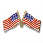 Double American Flag Lapel Pin - Patriotic Shirt Pin - Waving Flag Lapel Pins