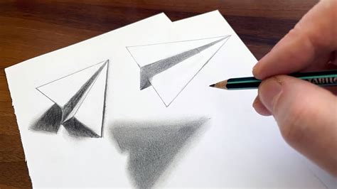 How to Draw Flying Paper Airplane - Drawing 3D Paper Airplanes - Trick ...