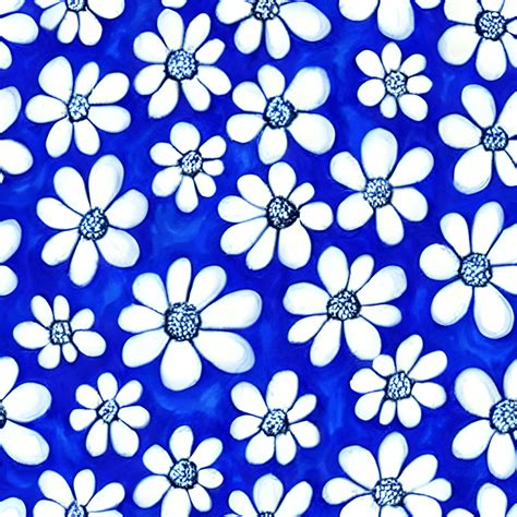 Blue and White Floral Pattern Graphic · Creative Fabrica