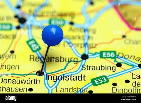 Ingolstadt pinned on a map of Germany Stock Photo - Alamy