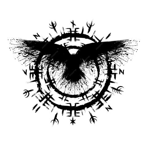 Premium Vector | Scandinavian viking black raven symbol