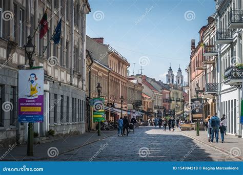 View of Kaunas old town. editorial stock photo. Image of buildings - 154904218