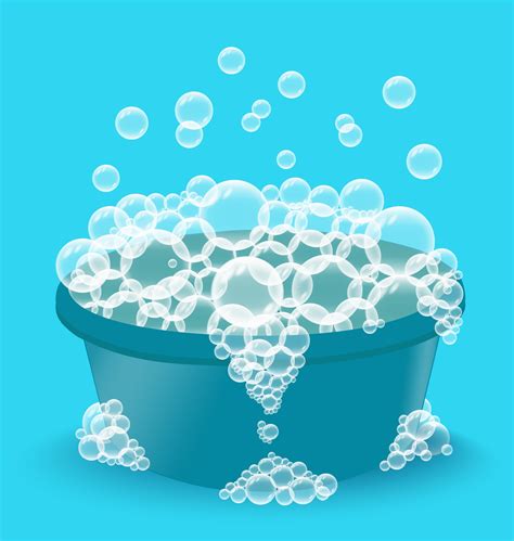 lavabo de plástico azul con espuma de jabón. cuenco con burbujas. lavandería 3339647 Vector en ...