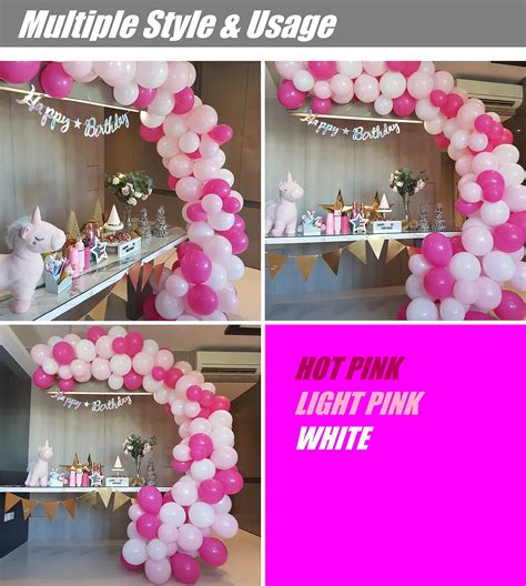 RC&Z Pink Balloon Garland Arch Kit - 120 DIY Hot Pink, Light Pink, White, Gold Metallic and ...