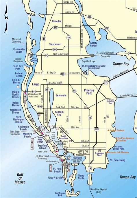 Pinellas County Map Clearwater, St Petersburg, Fl | Travel In 2019 - Belleair Beach Florida Map ...