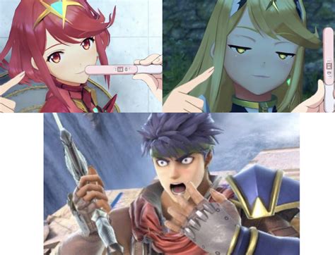 Pyra and Mythra smash bros pregnancy test meme by Easternhurdle78 on DeviantArt