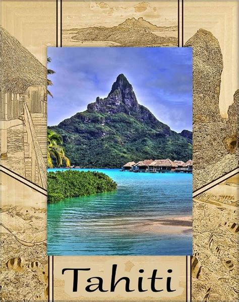 Tahiti Laser Engraved Wood Picture Frame Portrait (3 x 5)