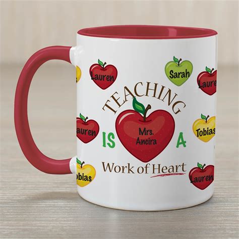 Personalized Teacher Mug with Apple Heart | GiftsForYouNow