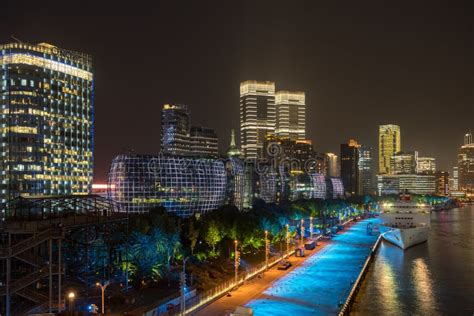 Shanghai Port International Cruise Ship Terminal Building at Night Editorial Photography - Image ...