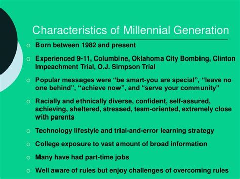 Millennials Characteristics