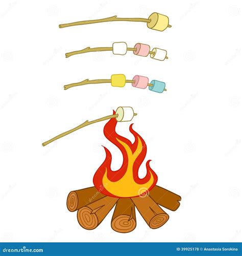 Roasted marshmallows stock vector. Illustration of confection - 39925178