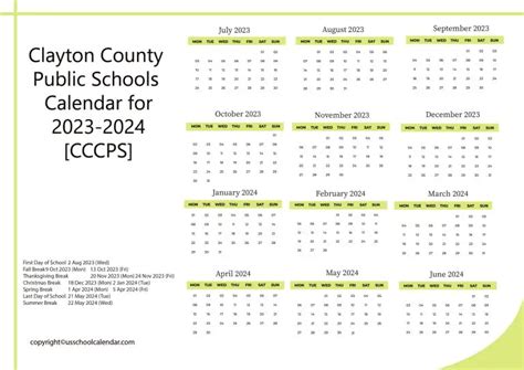 Clayton County Public Schools Calendar for 2023-2024 [CCCPS]