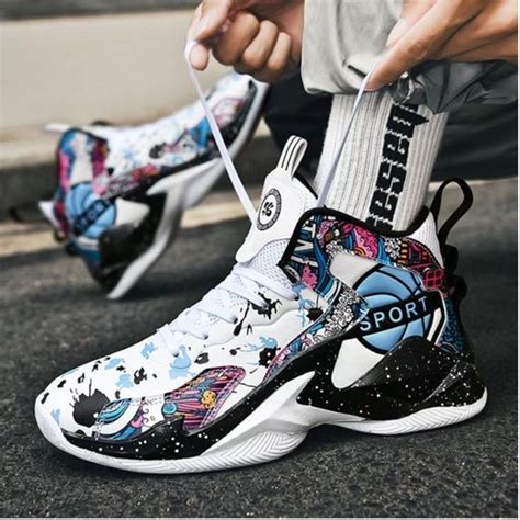 Male Fashion Basketball Sport Shoes High Cut Platform Professional ...